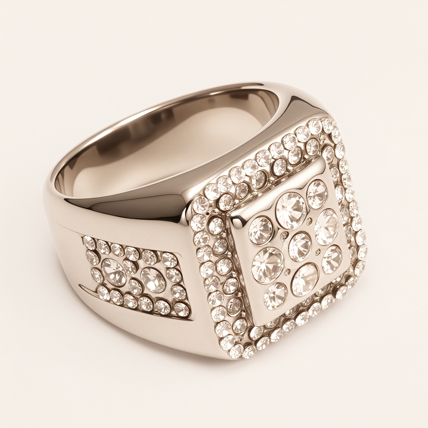 Square Crystal Stainless Steel Ring, Men’s Hip - Hop Streetwear | G003122G-JinBaoJewerly