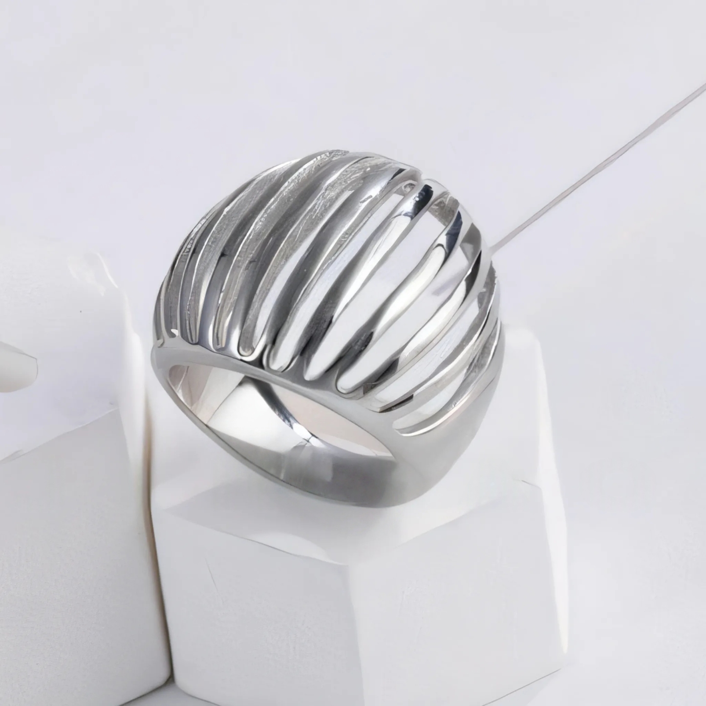 Fashion Striped Stainless Steel Ring Women's Ring | G00338-JinBaoJewerly