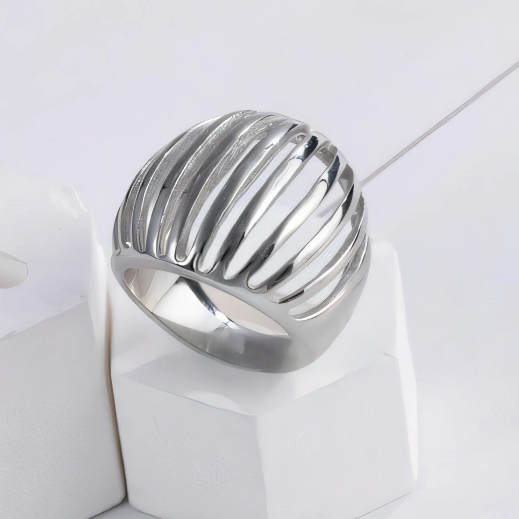 Fashion Striped Stainless Steel Ring Women's Ring | G00338-JinBaoJewerly