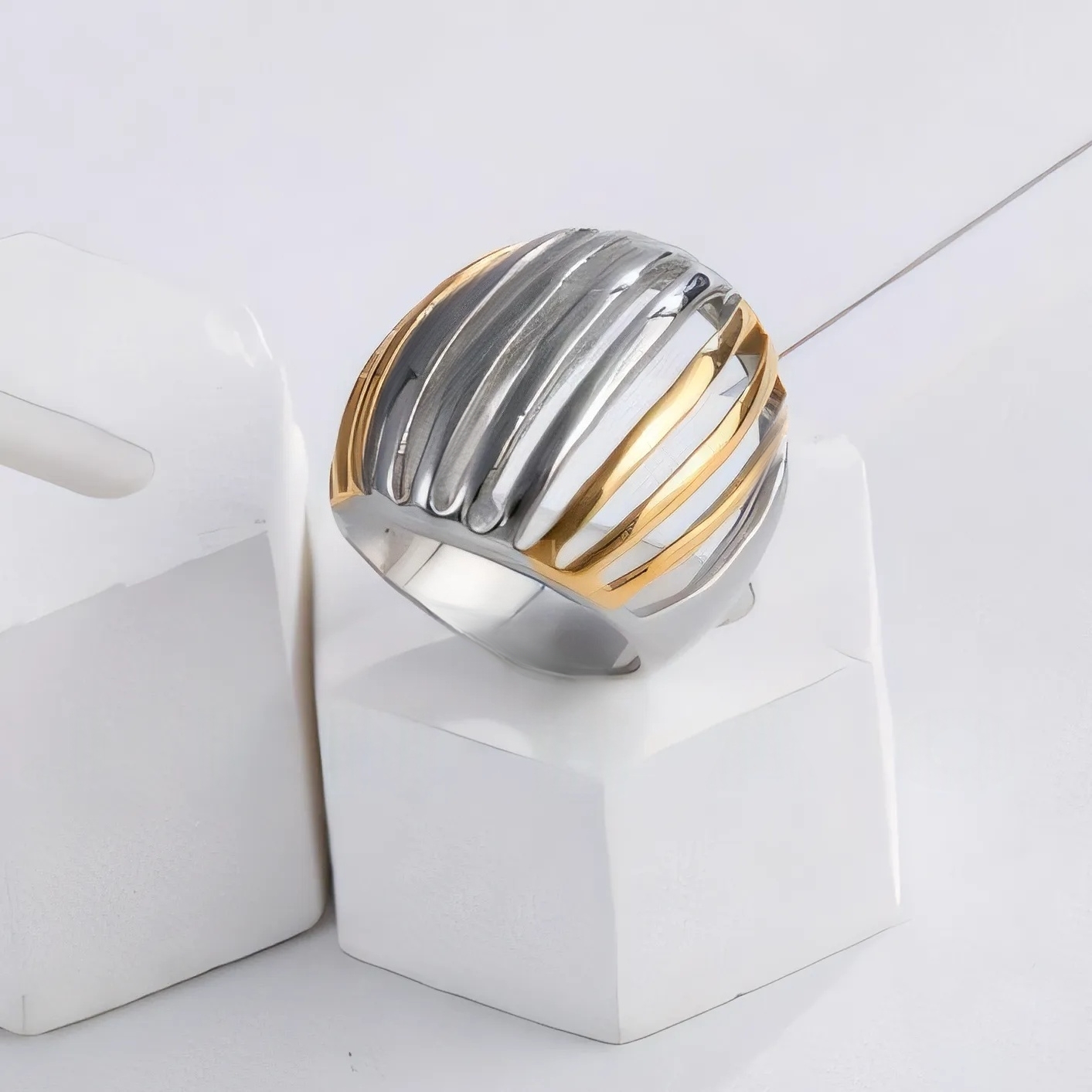 Fashion Striped Stainless Steel Ring Women's Ring | G00338-JinBaoJewerly