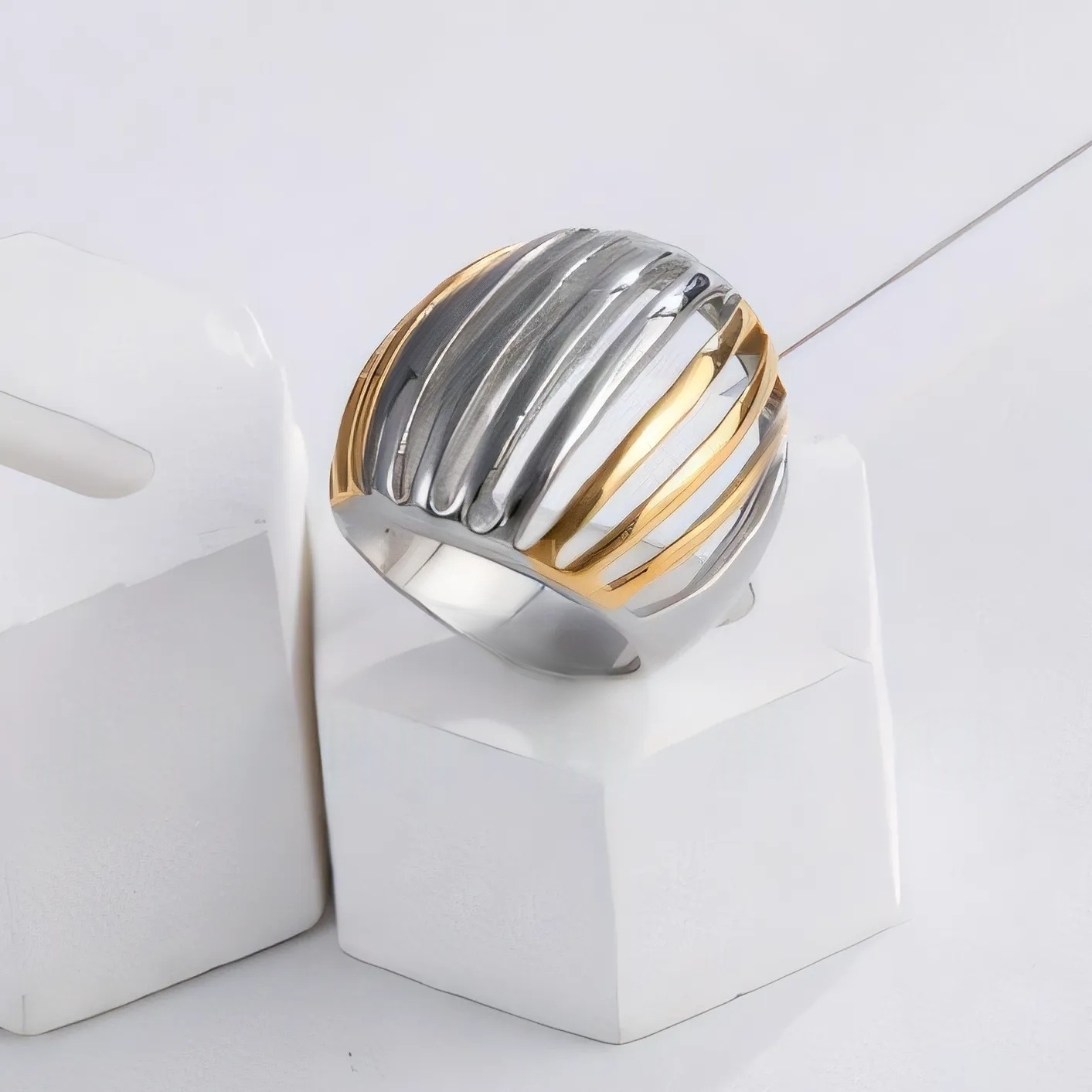 Fashion Striped Stainless Steel Ring Women's Ring | G00338-JinBaoJewerly