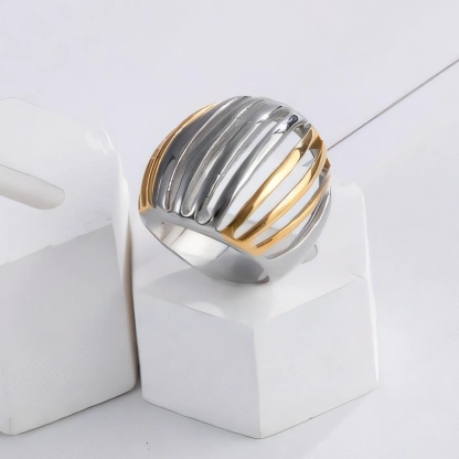 Fashion Striped Stainless Steel Ring Women's Ring | G00338-JinBaoJewerly