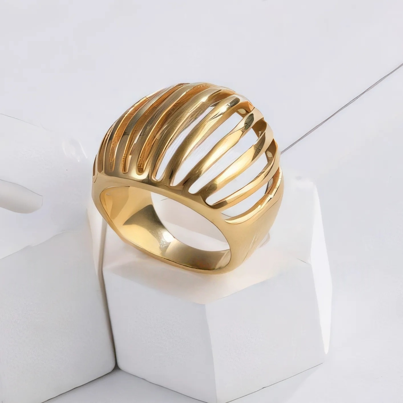 Fashion Striped Stainless Steel Ring Women's Ring | G00338-JinBaoJewerly