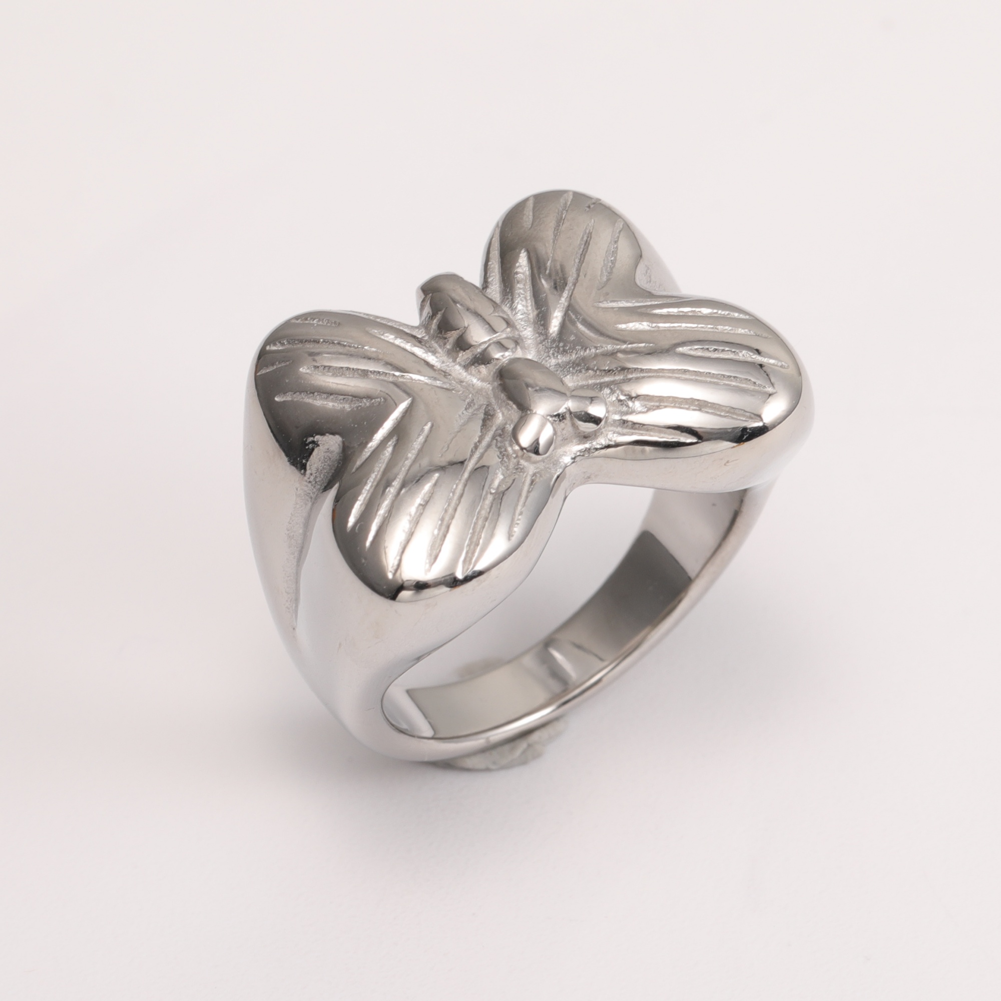 Metallic Texture Butterfly Ring - Trendy and Versatile Unisex Accessory | G003412