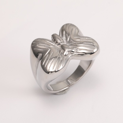 Metallic Texture Butterfly Ring - Trendy and Versatile Unisex Accessory | G003412