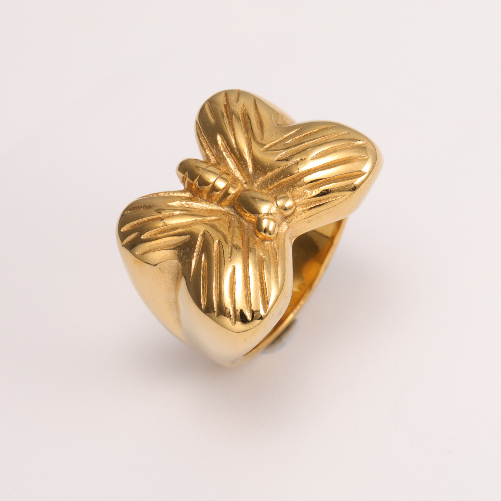 Metallic Texture Butterfly Ring - Trendy and Versatile Unisex Accessory | G003412