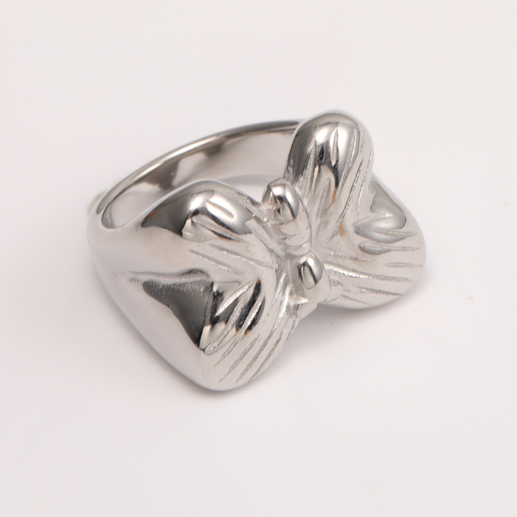 Metallic Texture Butterfly Ring - Trendy and Versatile Unisex Accessory | G003412