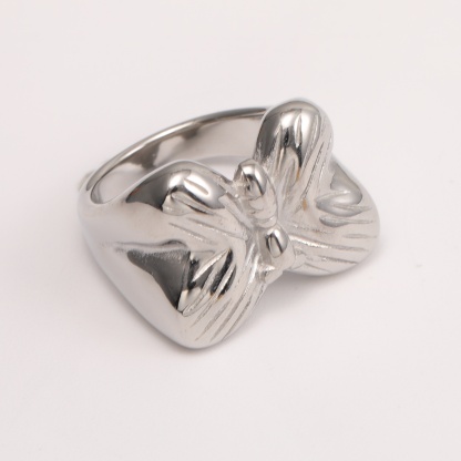 Metallic Texture Butterfly Ring - Trendy and Versatile Unisex Accessory | G003412