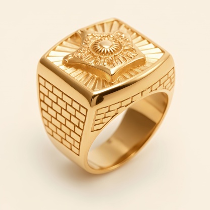Vintage Engraved Gold - Tone Ring, Trendy Men's Statement Jewelry |G003771-JinBaoJewerly