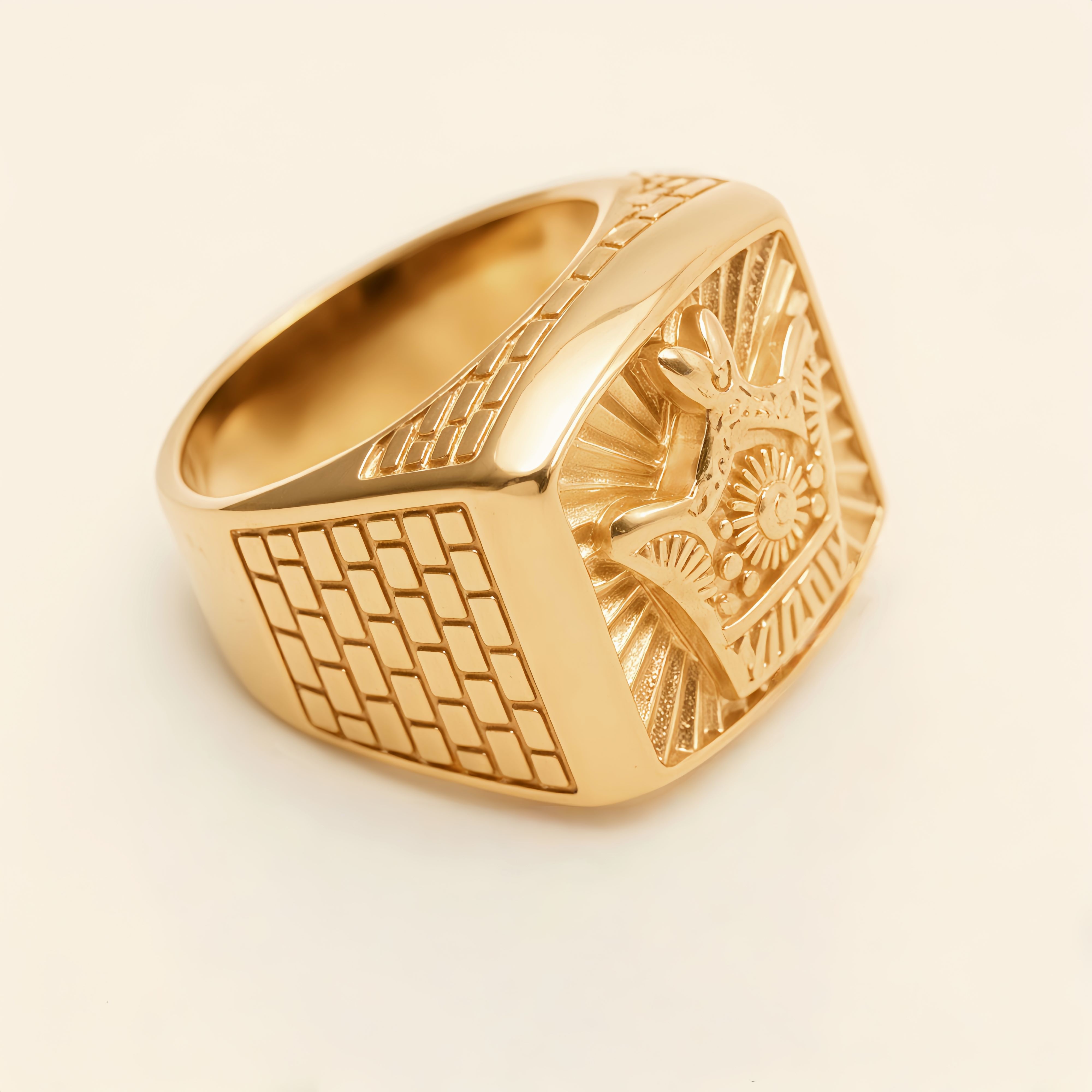 Vintage Engraved Gold - Tone Ring, Trendy Men's Statement Jewelry |G003771-JinBaoJewerly