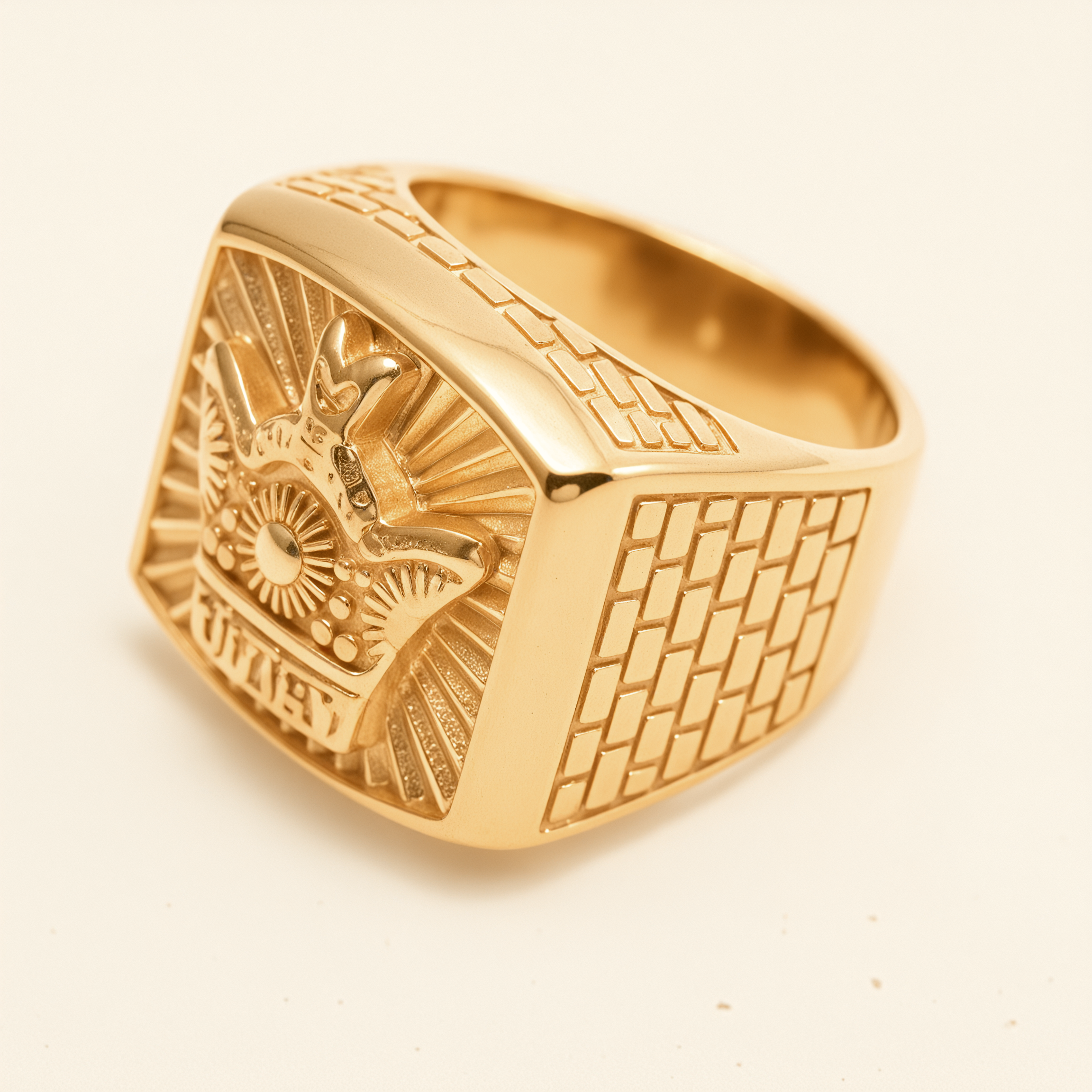 Vintage Engraved Gold - Tone Ring, Trendy Men's Statement Jewelry |G003771-JinBaoJewerly