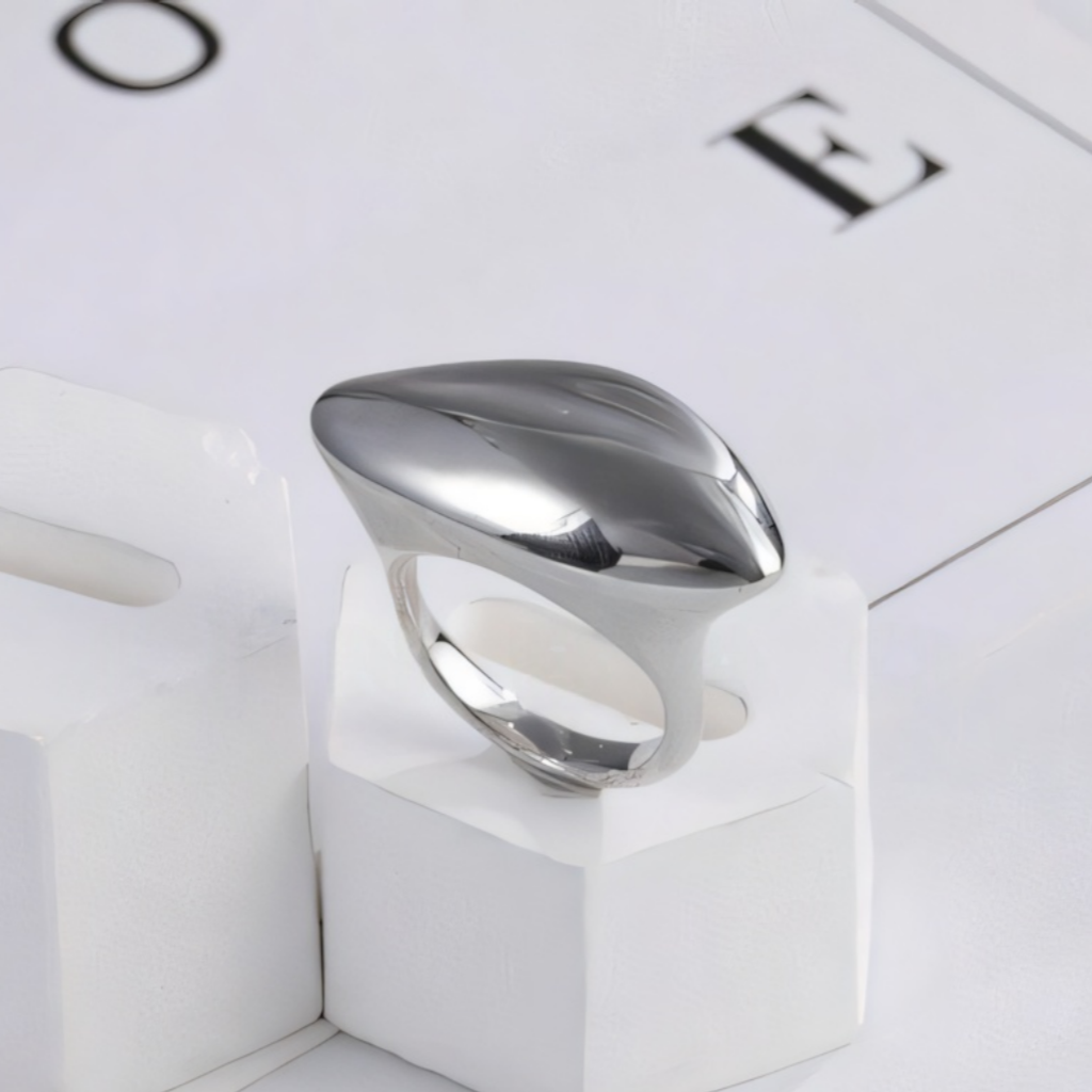 Smooth Streamlined Stainless Steel Ring Women's Simple Fashion Design-JinBaoJewerly
