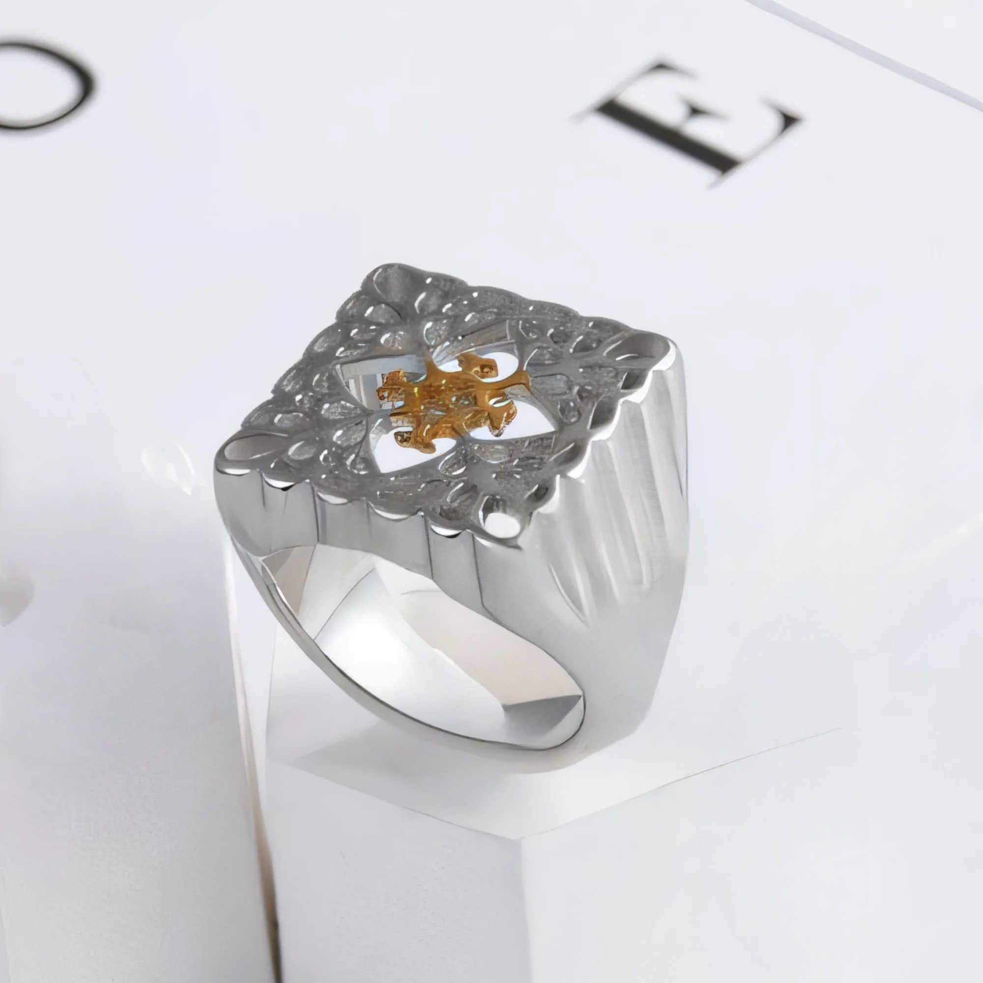 Women's Luxury Gold Wide Floral Ring | G003992-JinBaoJewerly