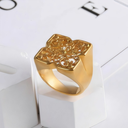 Women's Luxury Gold Wide Floral Ring | G003992-JinBaoJewerly