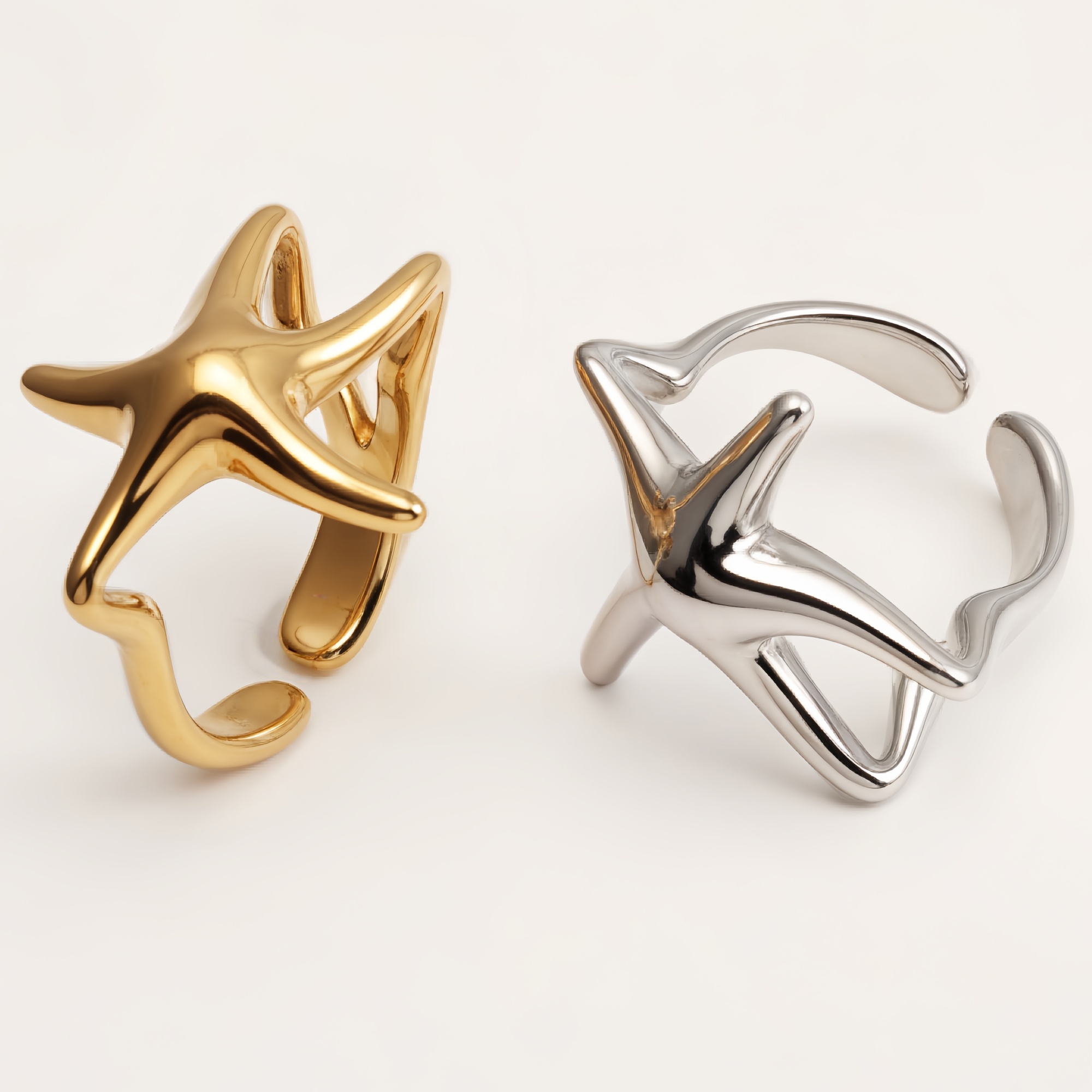 Metal Starfish Open Ring - Stylish Ocean - Inspired Jewelry | G004131-JinBaoJewerly