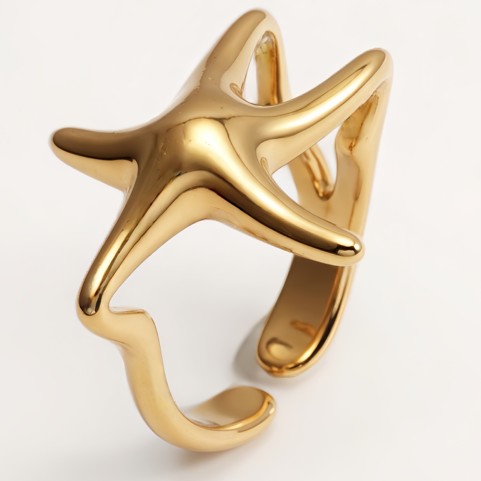 Metal Starfish Open Ring - Stylish Ocean - Inspired Jewelry | G004131-JinBaoJewerly