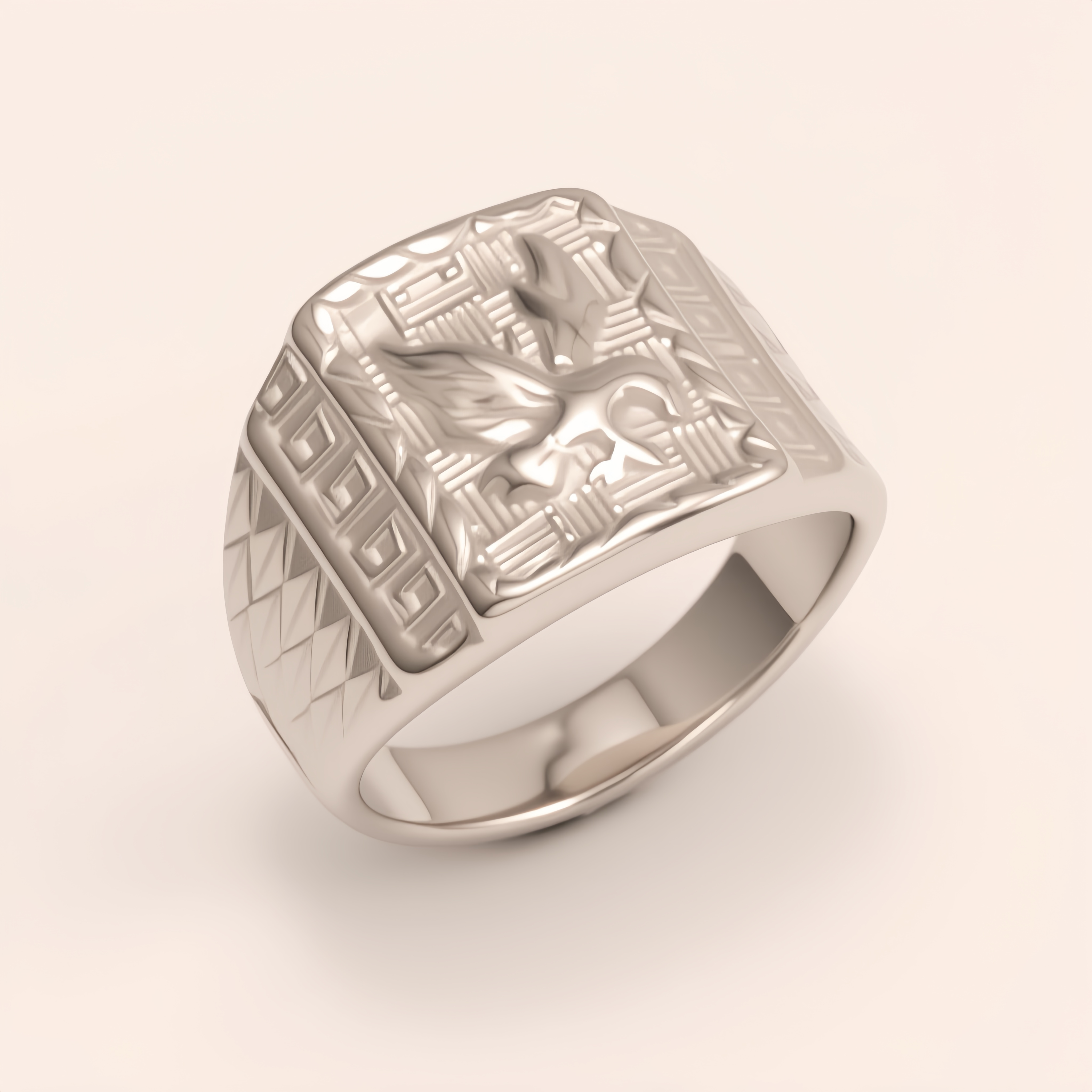 Trendy Men's Gold - and - Silver Stainless Steel Ring with Eagle Pattern | G00429-JinBaoJewerly