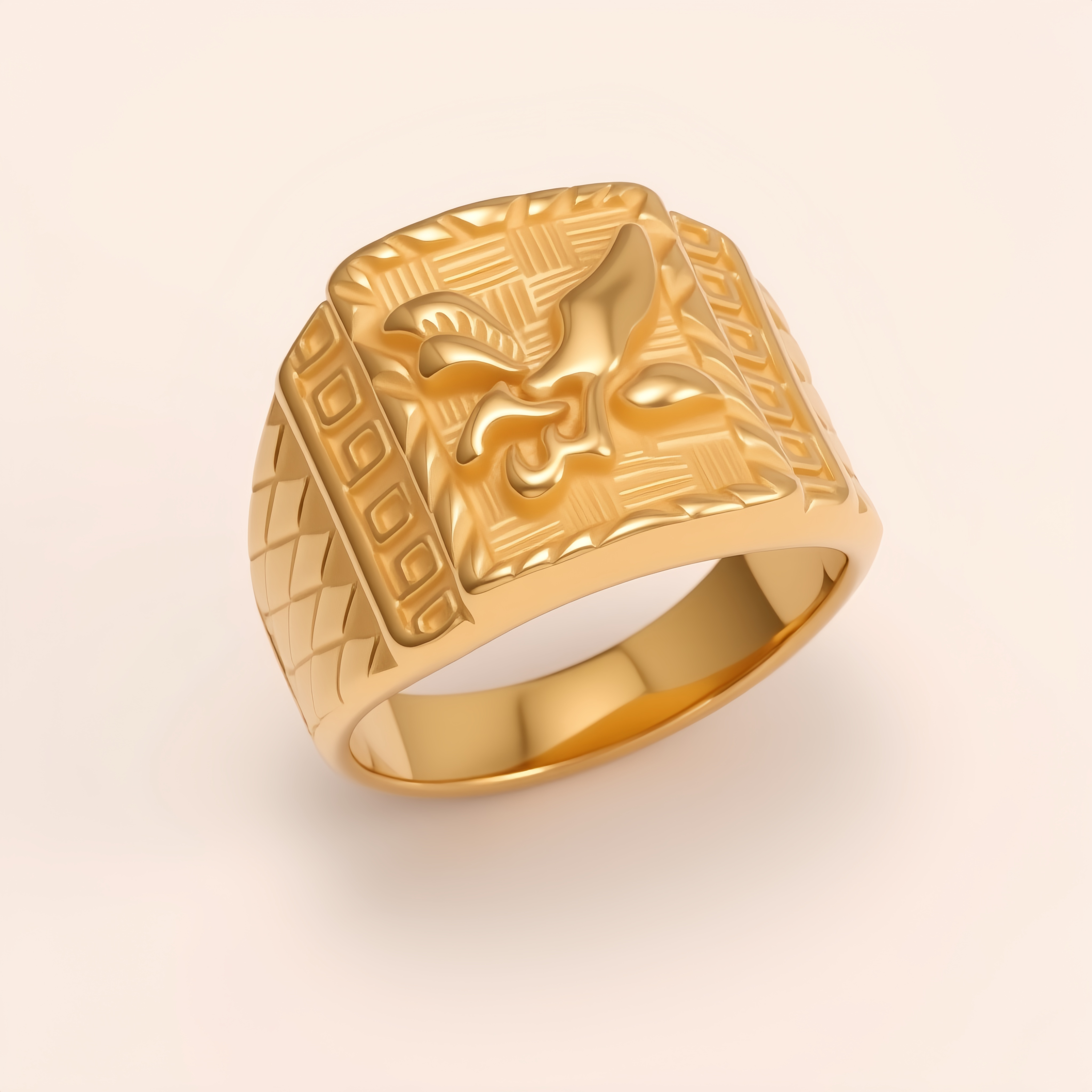 Trendy Men's Gold - and - Silver Stainless Steel Ring with Eagle Pattern | G00429-JinBaoJewerly