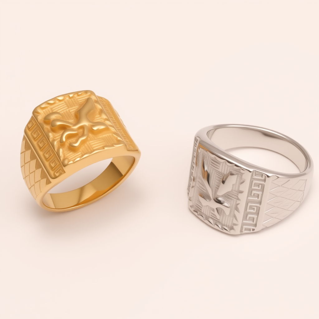 Trendy Men's Gold - and - Silver Stainless Steel Ring with Eagle Pattern | G00429-JinBaoJewerly