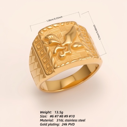 Trendy Men's Gold - and - Silver Stainless Steel Ring with Eagle Pattern | G00429-JinBaoJewerly