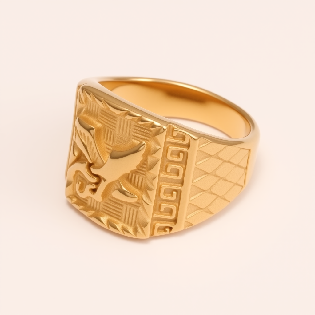 Trendy Men's Gold - and - Silver Stainless Steel Ring with Eagle Pattern | G00429-JinBaoJewerly