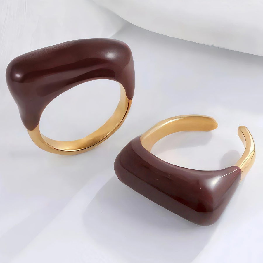 Fashion Streamlined Stainless Steel Gemstone Ring Women's Ring | G004332