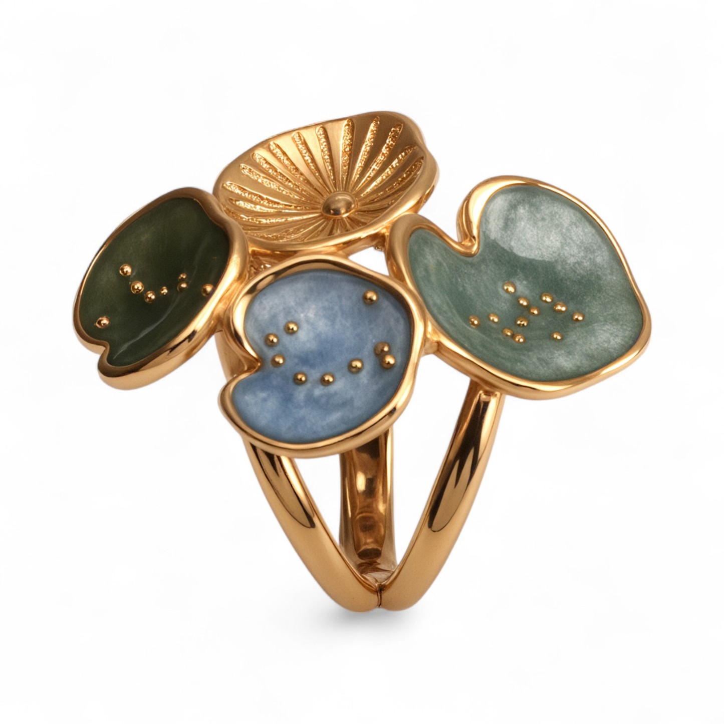 Creative Leaf Design Epoxy Resin Stainless Steel Women's Ring-JinBaoJewerly