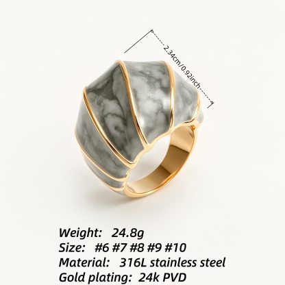 Shell - Shaped Enamel Ring, Fashionable & Versatile Band  | G004483-JinBaoJewerly