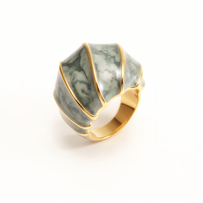 Shell - Shaped Enamel Ring, Fashionable & Versatile Band  | G004483-JinBaoJewerly