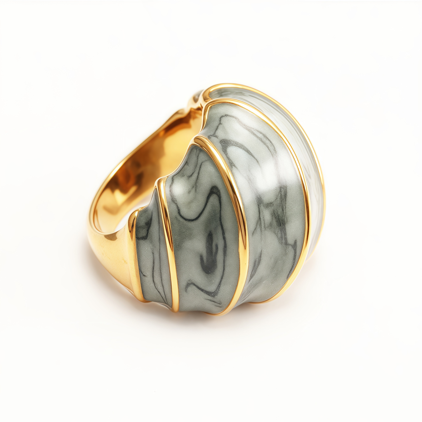 Shell - Shaped Enamel Ring, Fashionable & Versatile Band  | G004483-JinBaoJewerly