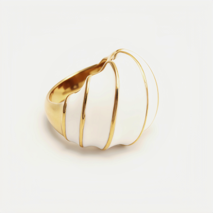 Shell - Shaped Enamel Ring, Fashionable & Versatile Band  | G004483-JinBaoJewerly