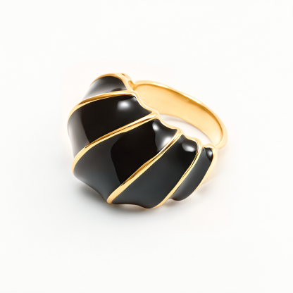 Shell - Shaped Enamel Ring, Fashionable & Versatile Band  | G004483-JinBaoJewerly