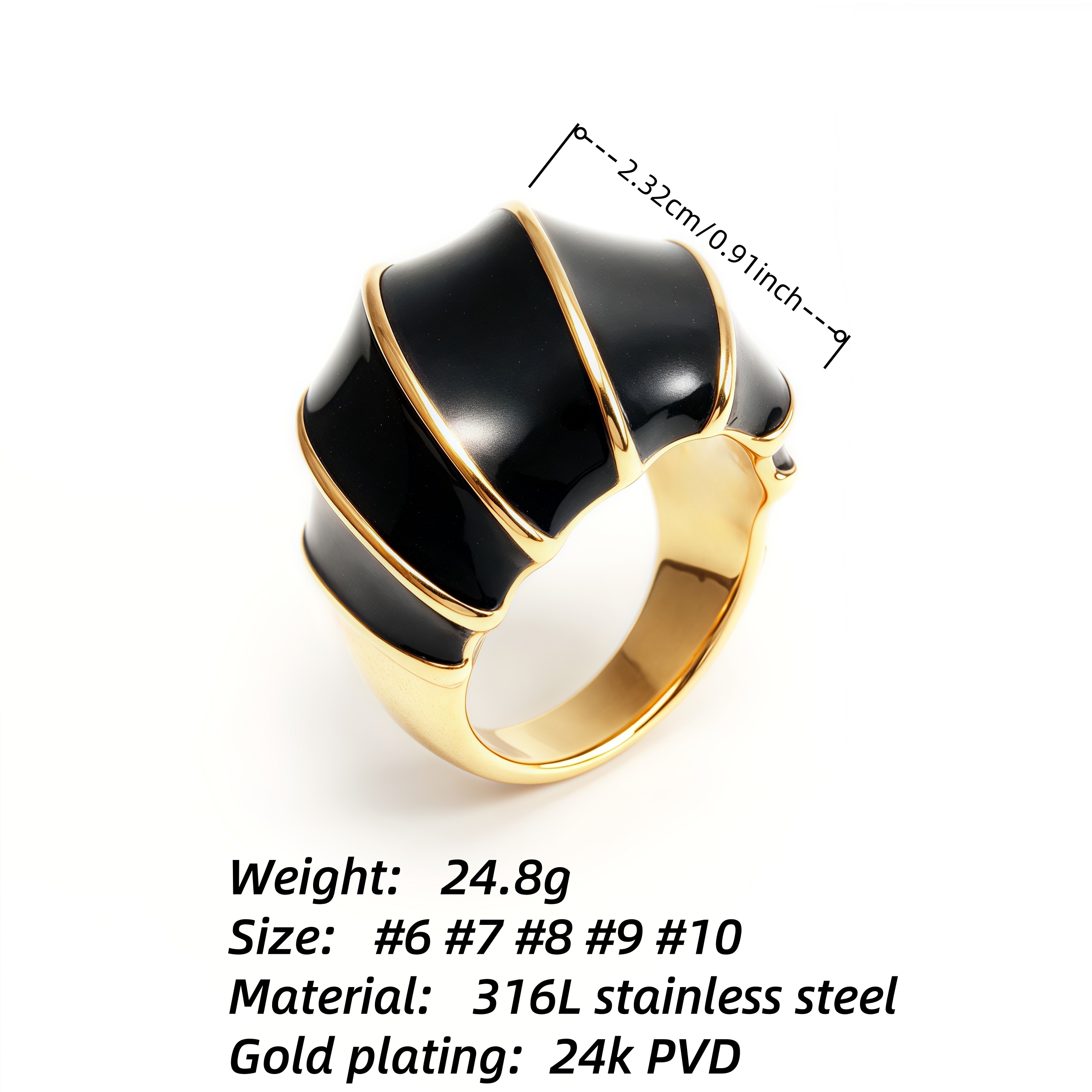 Shell - Shaped Enamel Ring, Fashionable & Versatile Band  | G004483-JinBaoJewerly