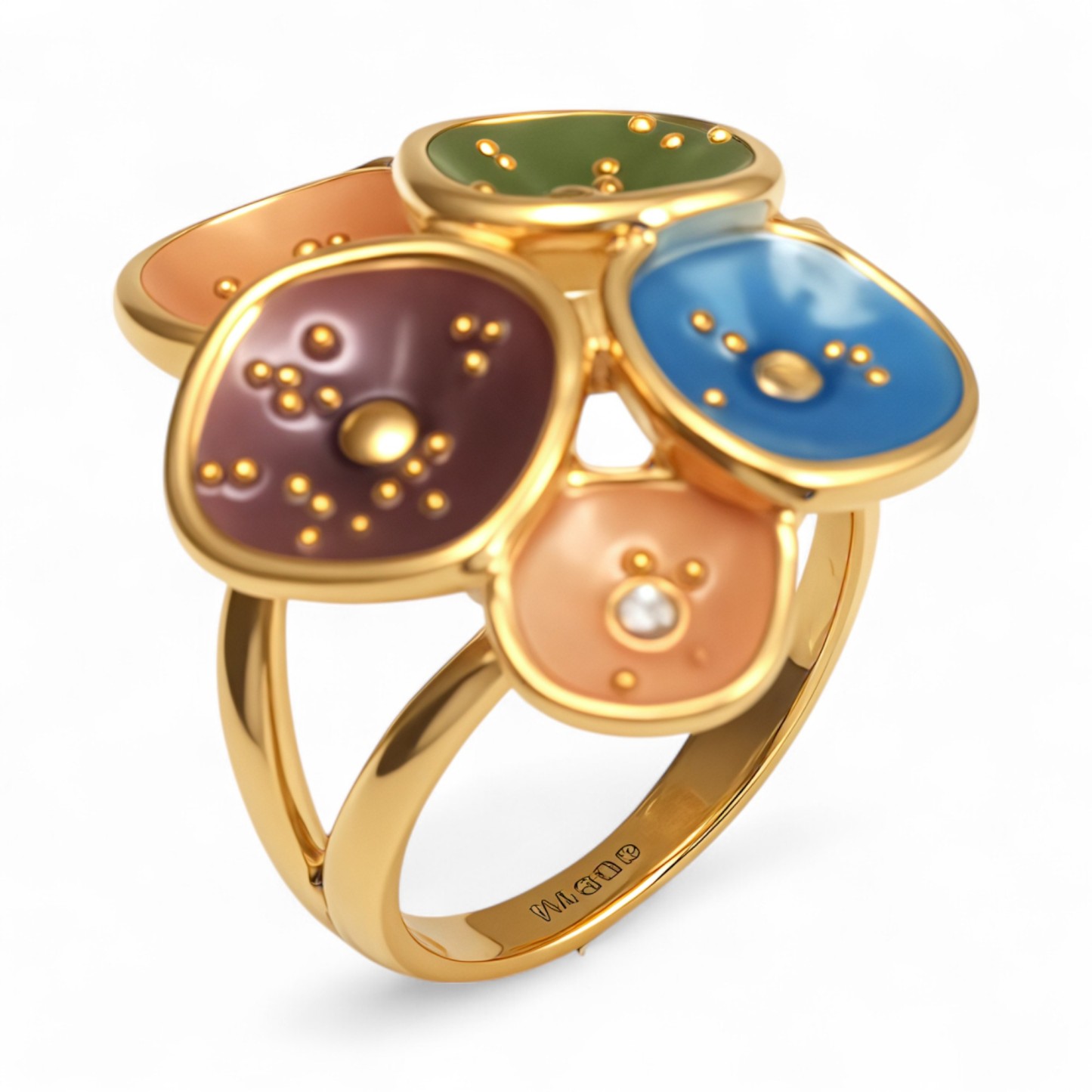 Creative Leaf Design Epoxy Resin Stainless Steel Women's Ring-JinBaoJewerly