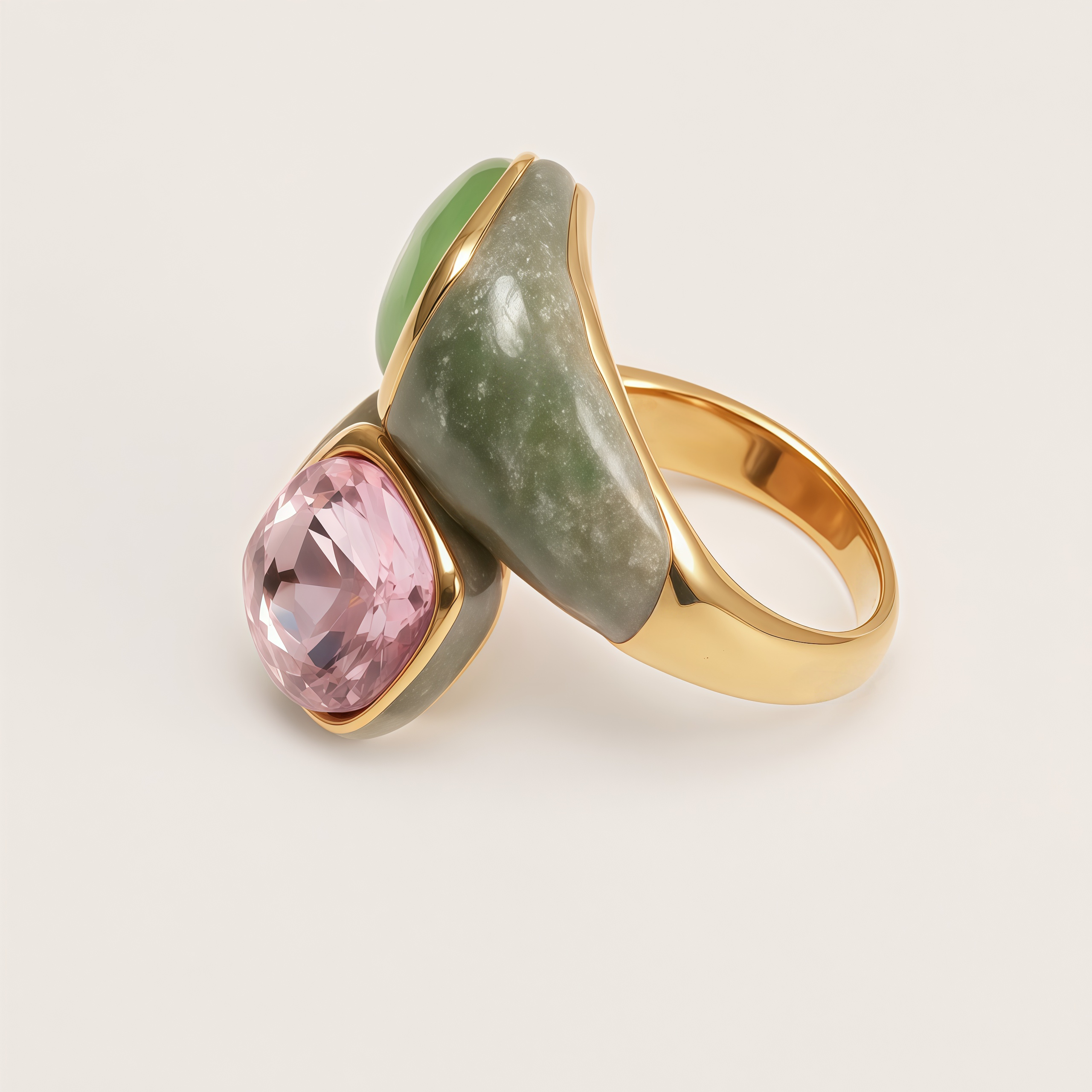 Stainless Steel Color-blocking Ring with Colorful Gems, Geometric Design, Adjustable, Trendy Jewelry for Women | G004500-JinBaoJewerly