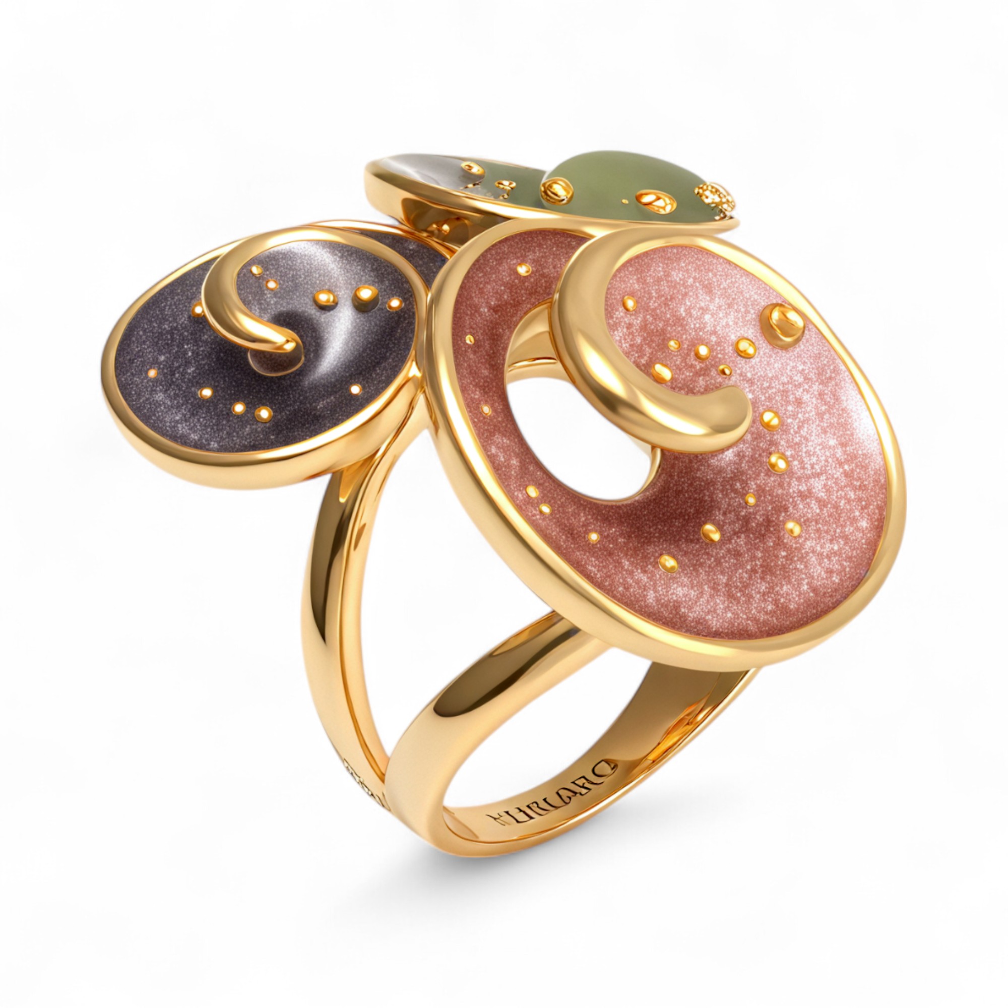 Creative Leaf Design Epoxy Resin Stainless Steel Women's Ring-JinBaoJewerly