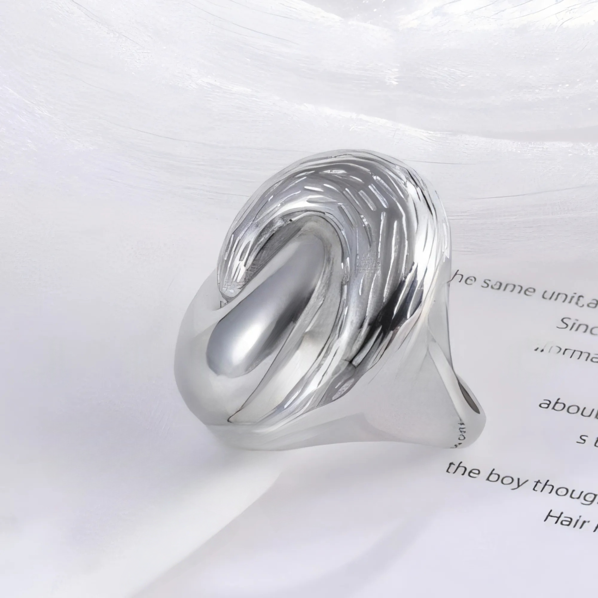 Whirlpool Design Minimalist Fashion Stainless Steel Ring for Women | G004505-JinBaoJewerly