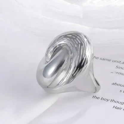 Whirlpool Design Minimalist Fashion Stainless Steel Ring for Women | G004505-JinBaoJewerly