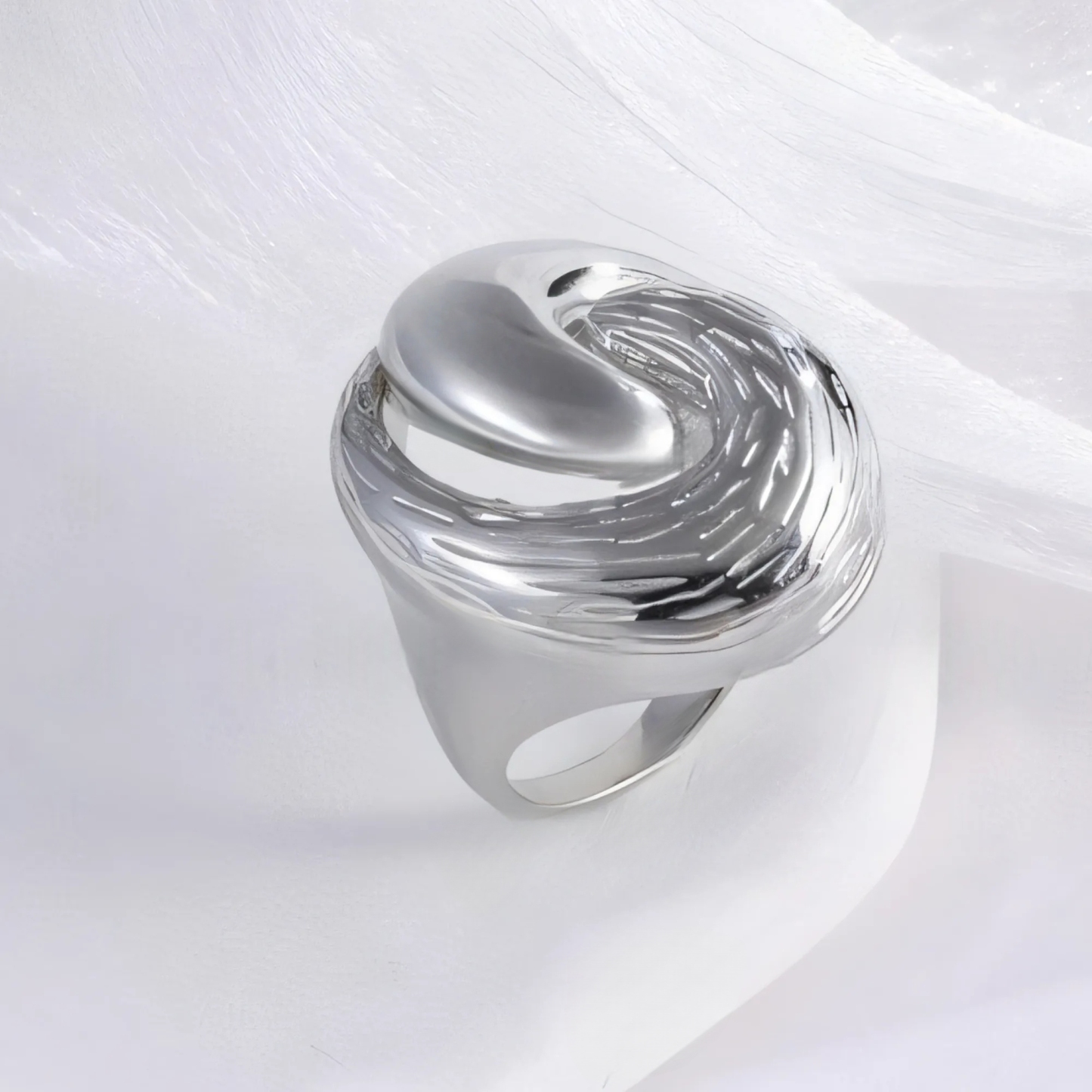 Whirlpool Design Minimalist Fashion Stainless Steel Ring for Women | G004505-JinBaoJewerly