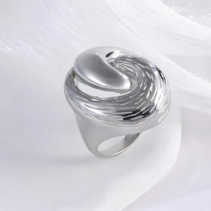 Whirlpool Design Minimalist Fashion Stainless Steel Ring for Women | G004505-JinBaoJewerly