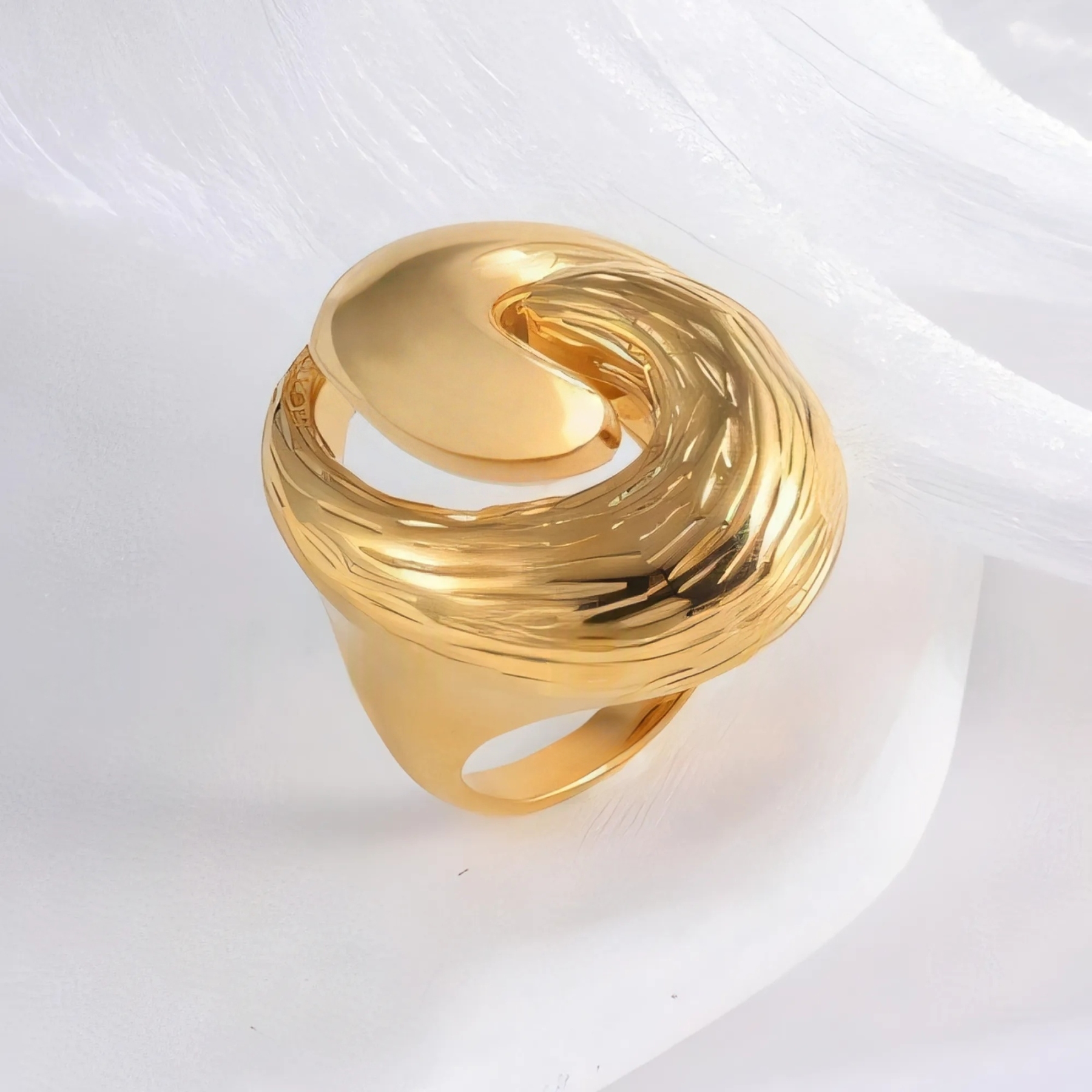 Whirlpool Design Minimalist Fashion Stainless Steel Ring for Women | G004505-JinBaoJewerly