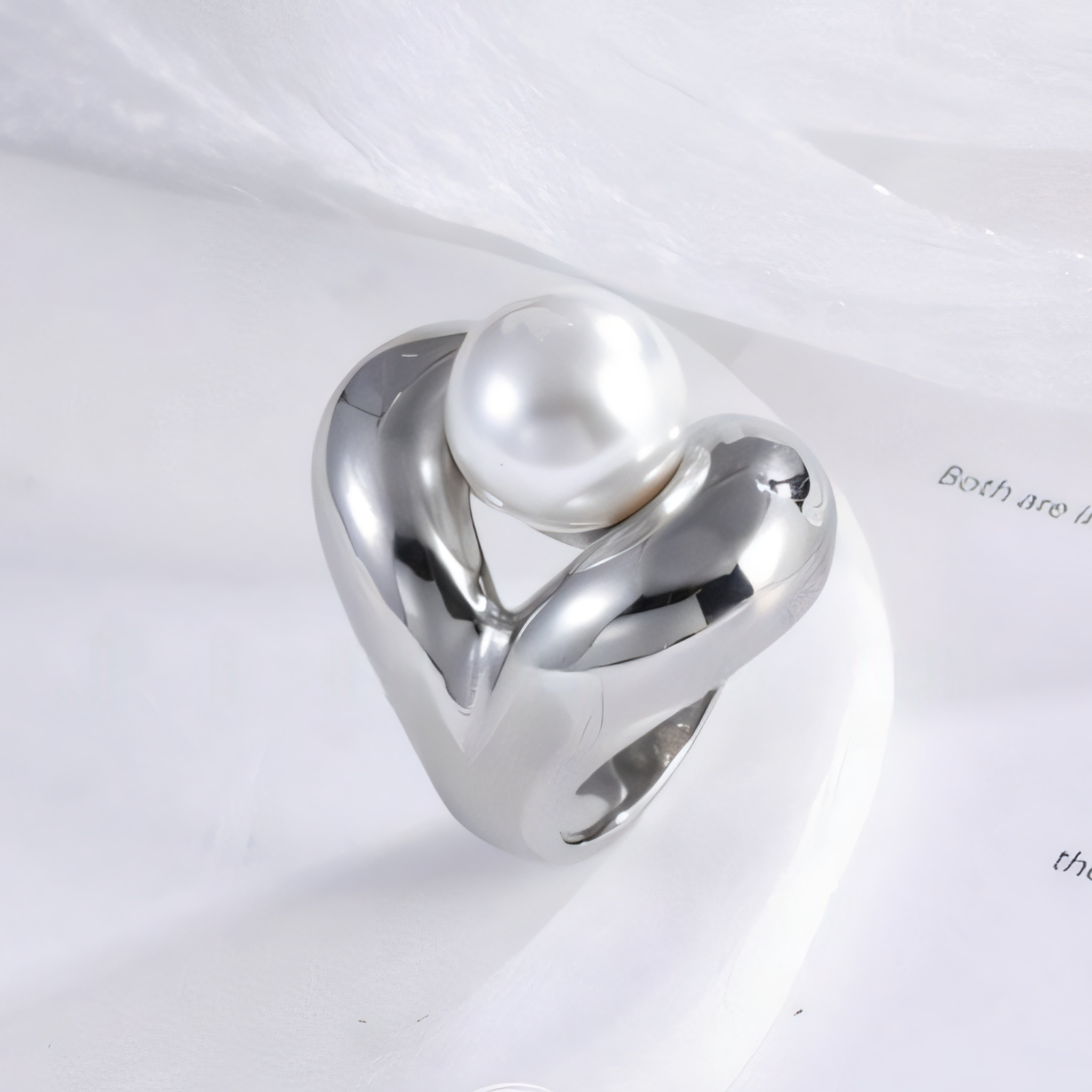 24K Gold Plated Stainless Steel Rings with Artificial Gemstones & Pearls-JinBaoJewerly