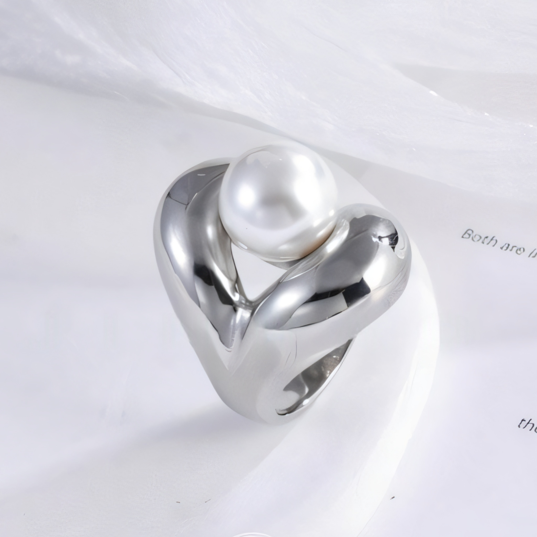 24K Gold Plated Stainless Steel Rings with Artificial Gemstones & Pearls-JinBaoJewerly