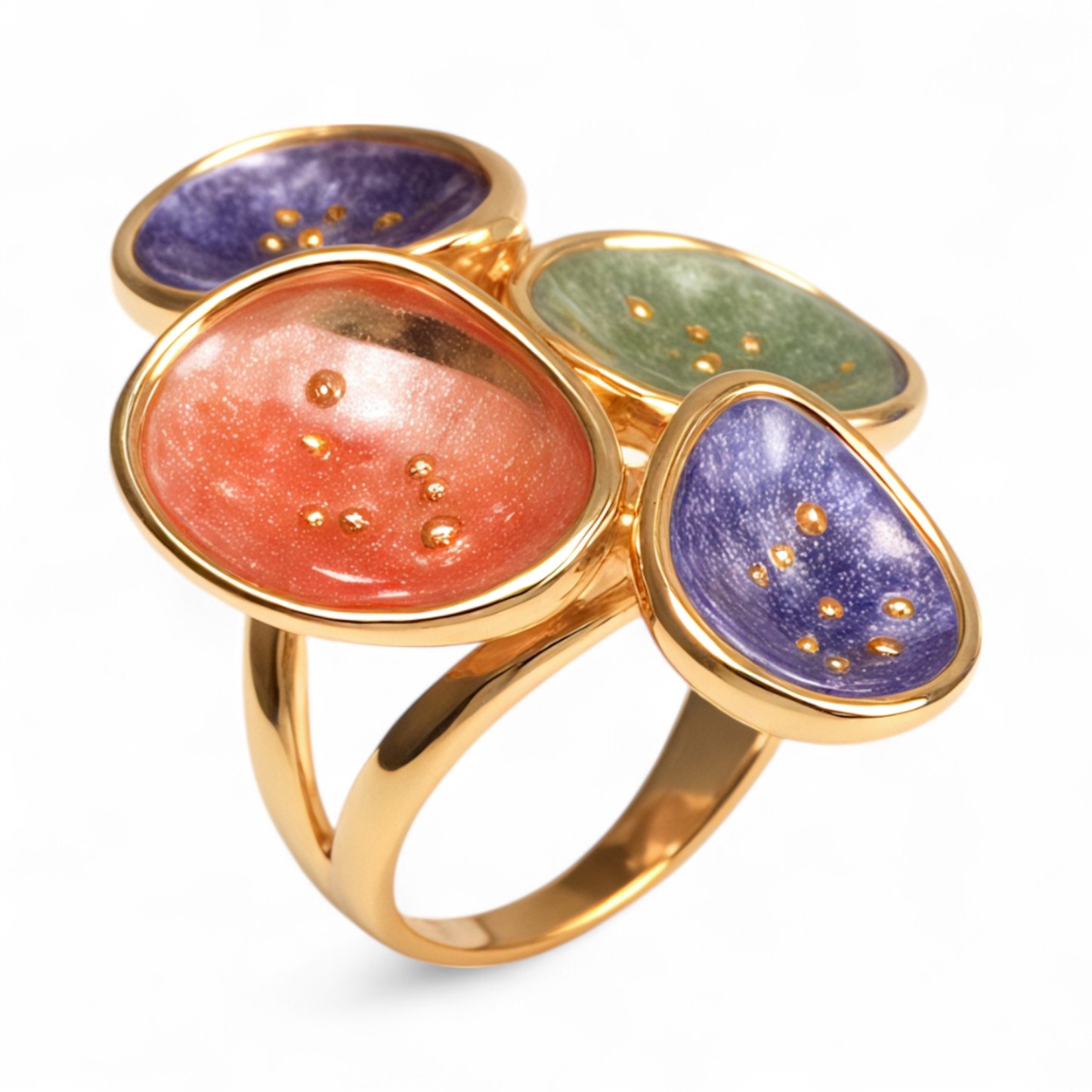 Creative Leaf Design Epoxy Resin Stainless Steel Women's Ring-JinBaoJewerly