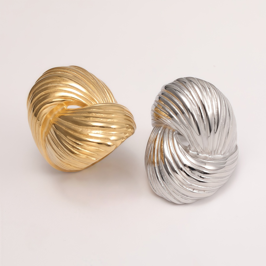 3D Twisted Stainless Steel Gold Plated, Retro Artistic Women's Ring | G004654