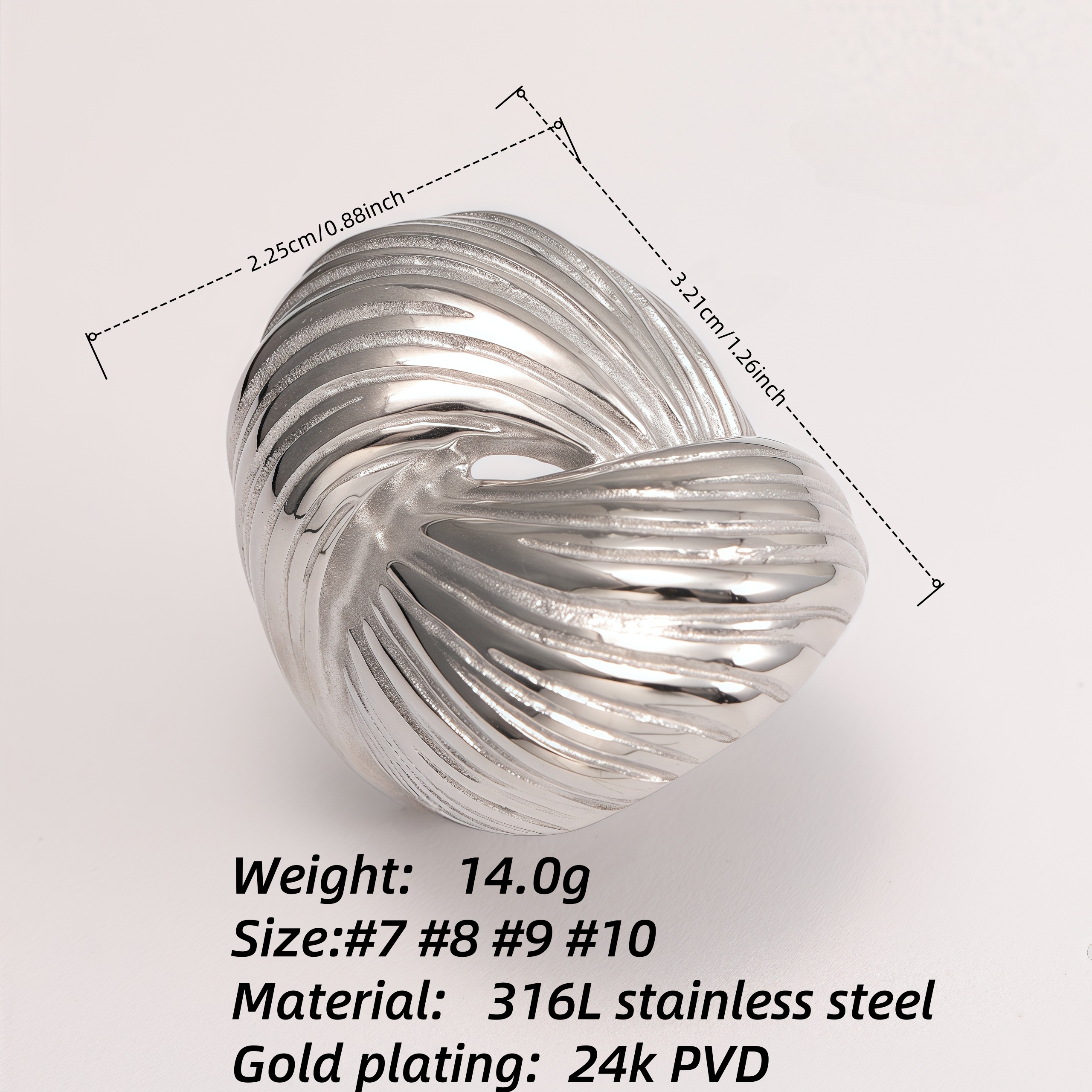 Metallic Texture Twisted Ring - Trendy and Versatile Unisex Accessory | G004654