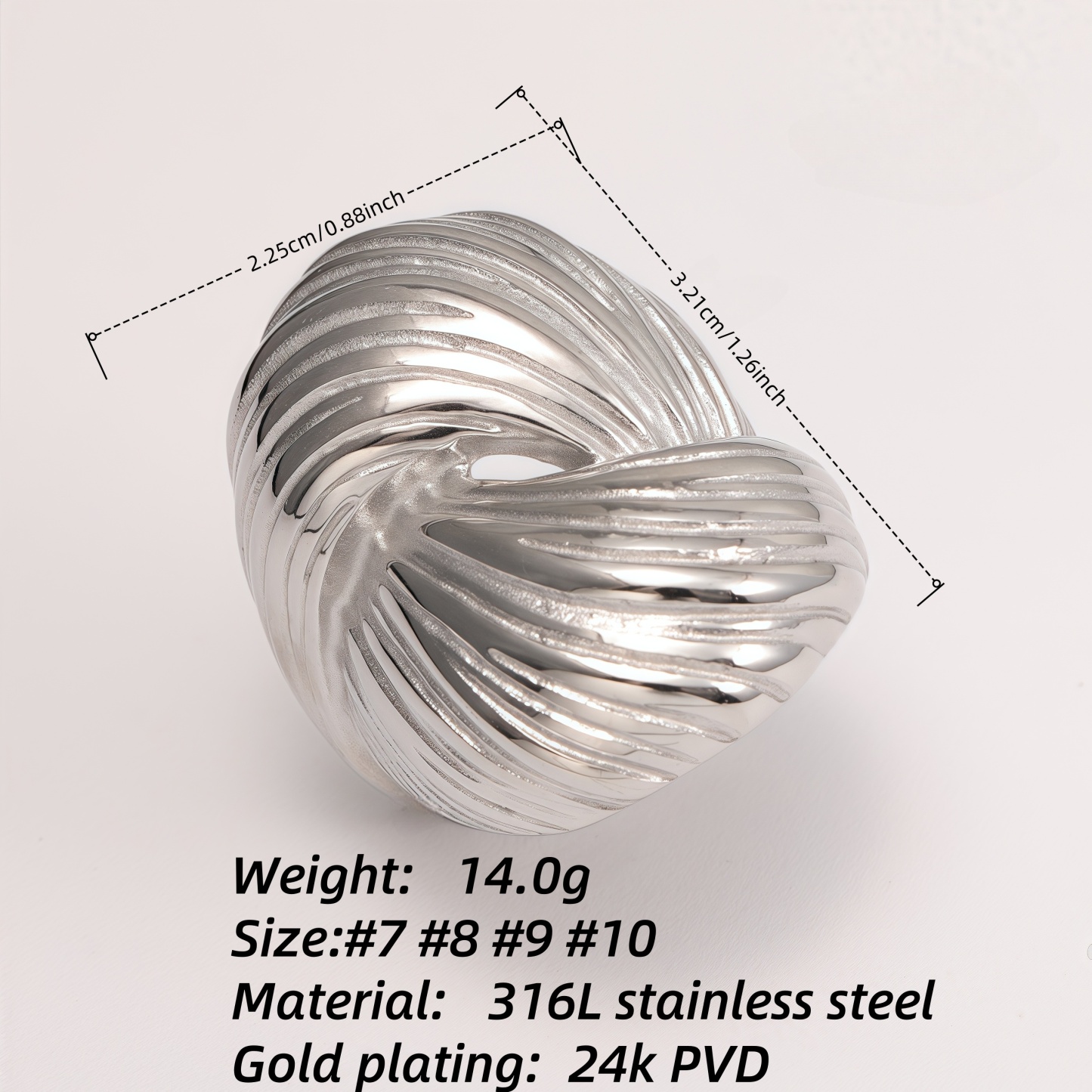 Metallic Texture Twisted Ring - Trendy and Versatile Unisex Accessory | G004654