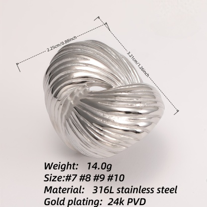 Metallic Texture Twisted Ring - Trendy and Versatile Unisex Accessory | G004654
