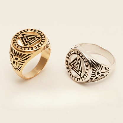 Personalized Stainless Steel Viking Symbol Ring - Trendy Cultural Band | G005137-JinBaoJewerly