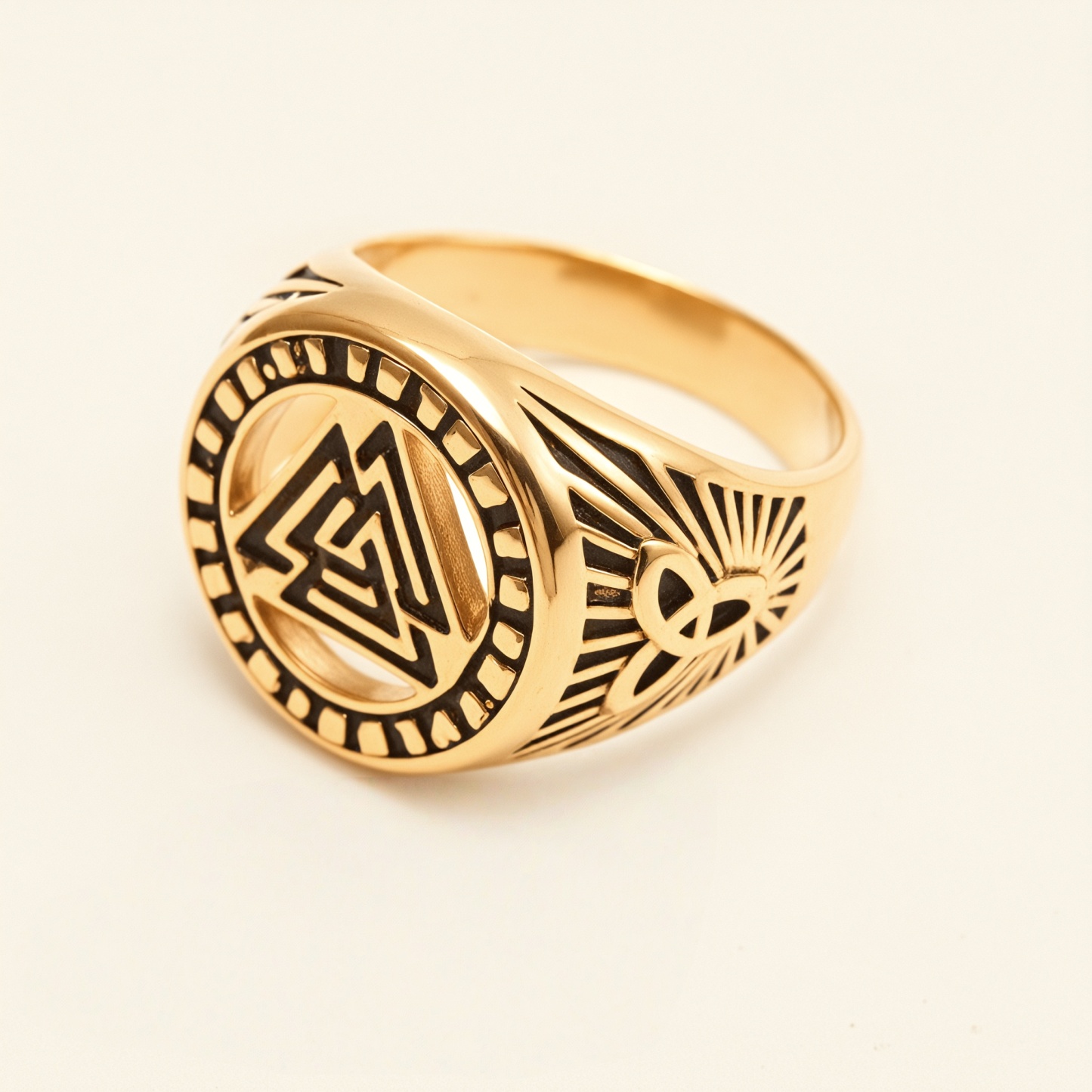 Personalized Stainless Steel Viking Symbol Ring - Trendy Cultural Band | G005137-JinBaoJewerly